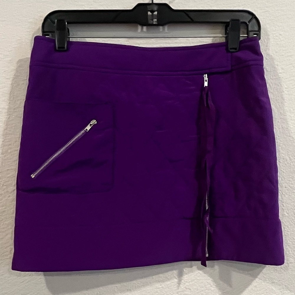 Women’s purple Sonia Rykiel size 36 quilted mini skirt side zipper and snaps